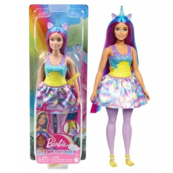 BARBIE CURVY FANTASÍA MUÑECA UNICORNIO CUERNO AZUL