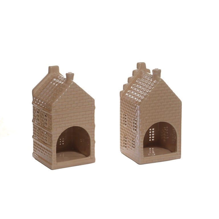 PORTAVELA-CASA 9.9X19X9.2CM DORADO