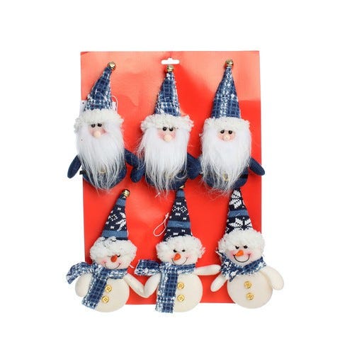 JUEGO 6 ORNAMENTO NAVIDENO 15X12X25CM
