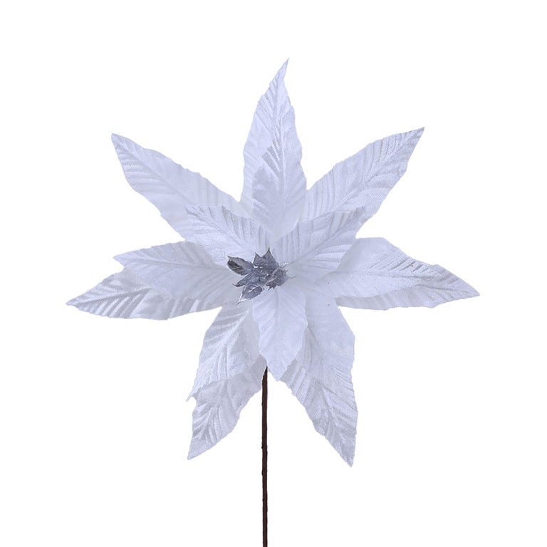 PONSETIA 31X50CM 15P BLANCO-PLATA
