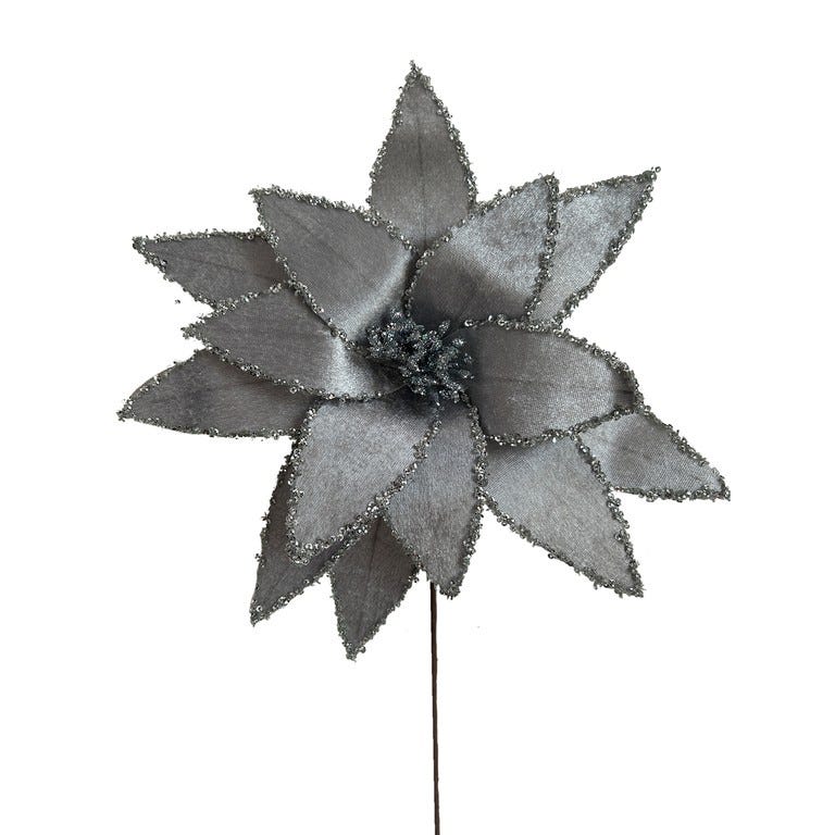 PONSETIA 14P 36CM PLATEADO