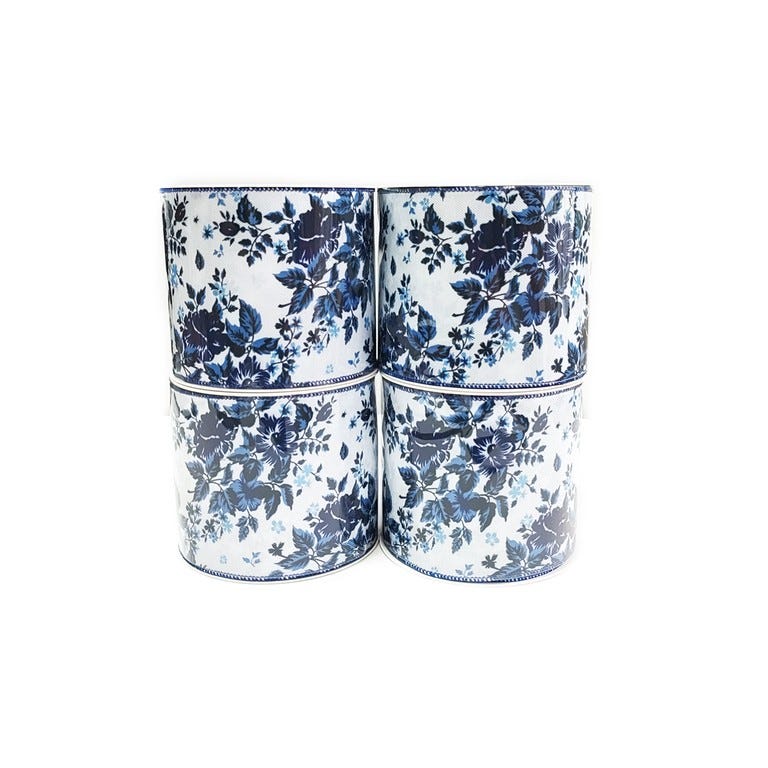 CINTA 10CM X 10YDS AZUL-BLANCO