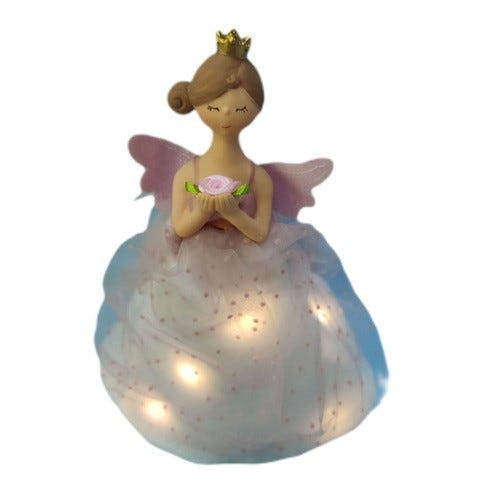 FIG ANGEL C-LUZ 11X23X12CM ROSADO