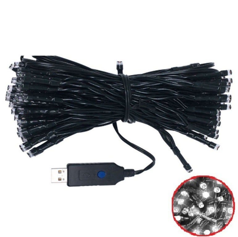 LUCES 100L 10M USB BLANCO CABLEVR