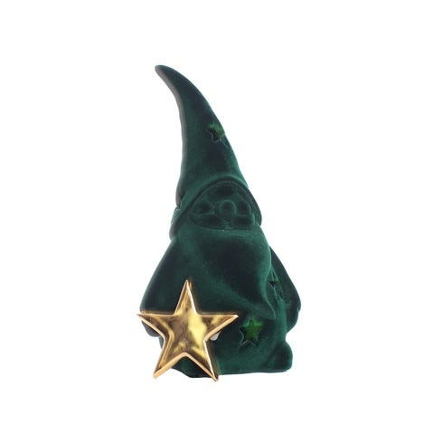 FIGURA GNOMO 27CM VERDE-DORADO