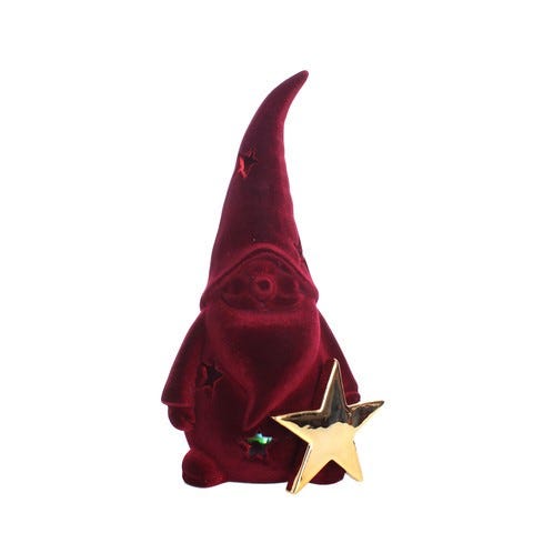FIGURA GNOMO 27CM ROJO-DORADO